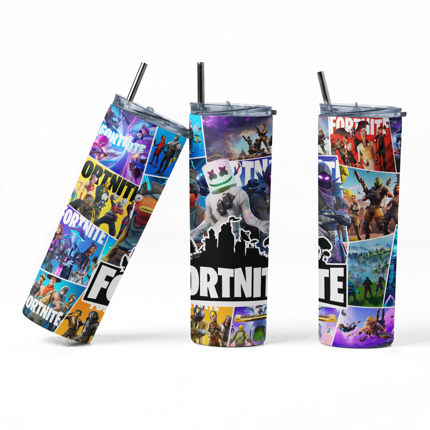 AnjecaLife FORTNITE inspired tumbler comic book style / water bottle with metal straw (Copy)