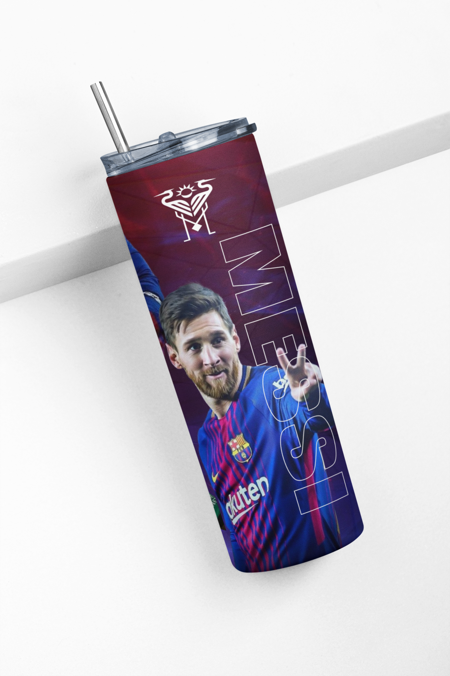 AnjecaLife GOAT messi water bottle / tumbler hydrate in style perfect for any Barcelona fan gifts for boys, football with metal straw and straw cleaner.