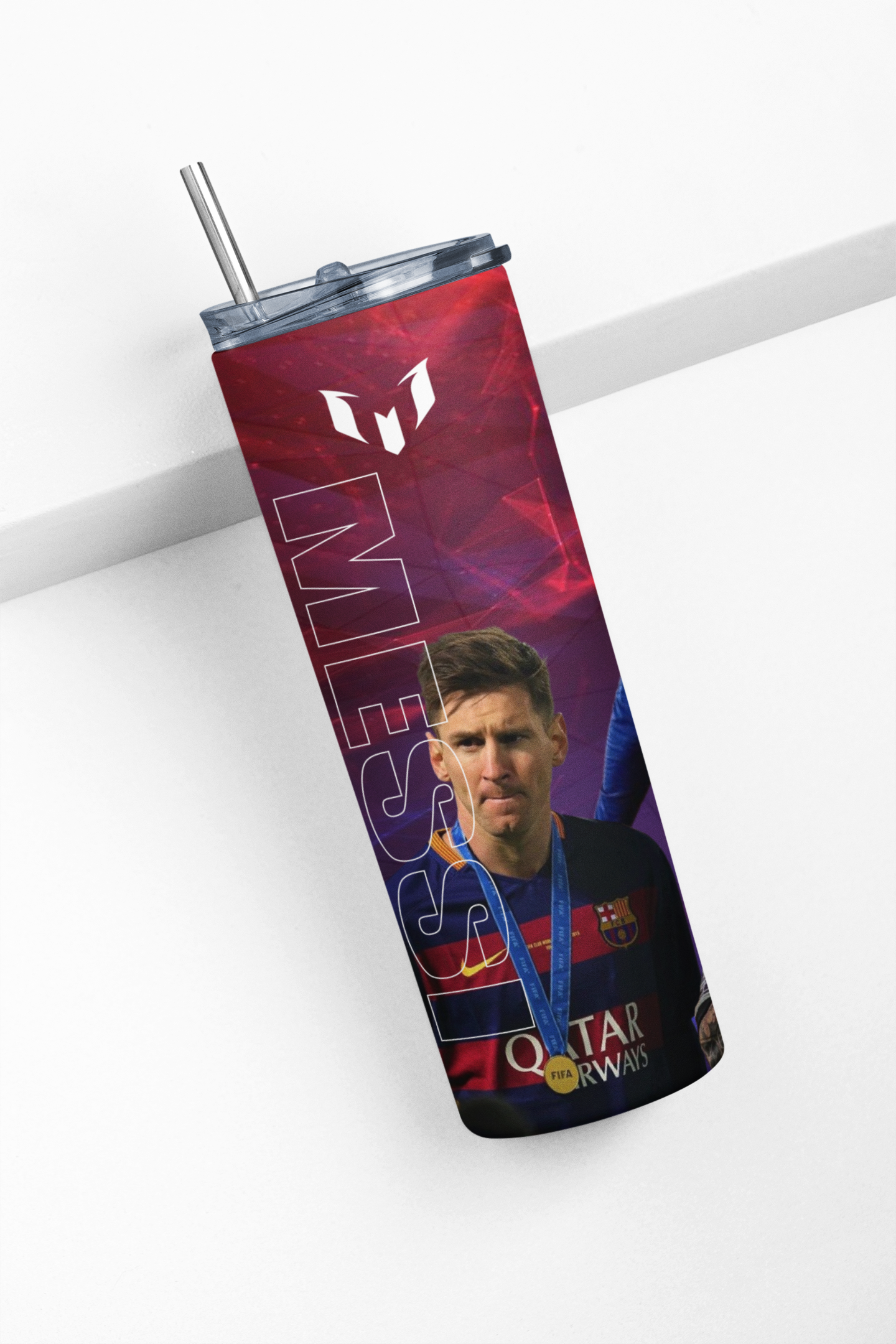 AnjecaLife GOAT messi water bottle / tumbler hydrate in style perfect for any Barcelona fan gifts for boys, football with metal straw and straw cleaner.