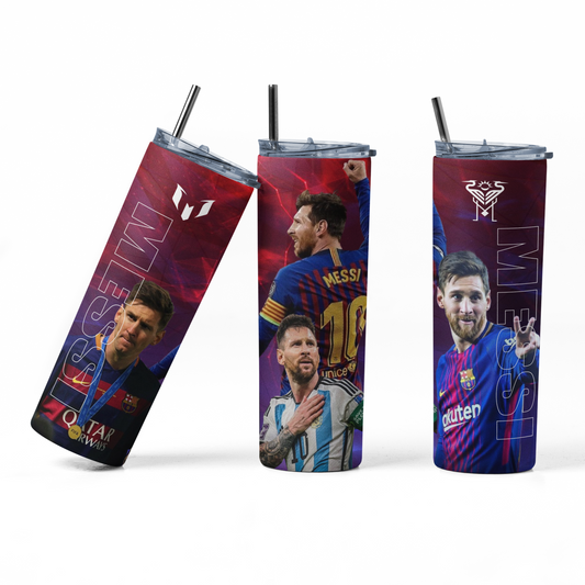 AnjecaLife GOAT messi water bottle / tumbler hydrate in style perfect for any Barcelona fan gifts for boys, football with metal straw and straw cleaner.